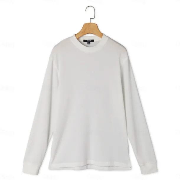 Men's Waffle Shirt T Shirt Tee Top Long Sleeve Shirt Long Sleeve Crew Neck Spring & Fall Plain Fashion Designer Basic Vacation Street Going out Dark Grey Black White Top Tee for Men