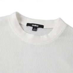 Men's Waffle Shirt T Shirt Tee Top Long Sleeve Shirt Long Sleeve Crew Neck Spring & Fall Plain Fashion Designer Basic Vacation Street Going out Dark Grey Black White Top Tee for Men