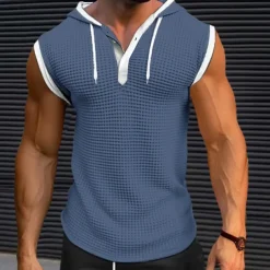 Men's Waffle Shirt Tank Top Undershirt Sleeveless Shirt Sleeveless V Neck Summer Plain Fashion Designer Muscle V Neck Outdoor Going out Gym Black White Red Top Tee for Men