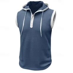 Men's Waffle Shirt Tank Top Undershirt Sleeveless Shirt Sleeveless V Neck Summer Plain Fashion Designer Muscle V Neck Outdoor Going out Gym Black White Red Top Tee for Men