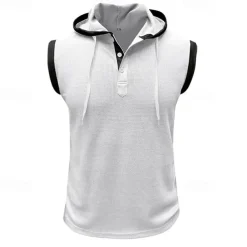 Men's Waffle Shirt Tank Top Undershirt Sleeveless Shirt Sleeveless V Neck Summer Plain Fashion Designer Muscle V Neck Outdoor Going out Gym Black White Red Top Tee for Men