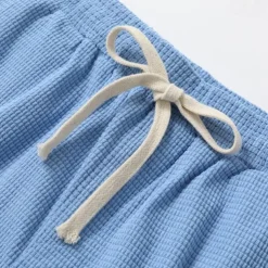 Men's Waffle Shorts Shorts Summer Shorts Casual Shorts Pocket Drawstring Elastic Waist Plain Comfort Breathable Short Outdoor Vacation Sport Casual Black White Micro-elastic