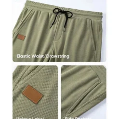 Men's Waffle Shorts Sweat Shorts Shorts Bermuda shorts Drawstring Elastic Waist Plain Comfort Breathable Short Outdoor Daily Running Sports Fashion Black White Micro-elastic