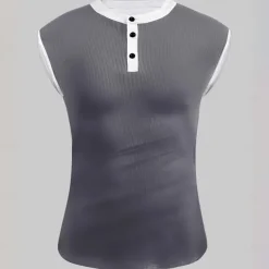 Men's Waffle Tank Top Henley Shirt Vest Top Sleeveless Shirt Sleeveless Henley Summer Plain Fashion Designer Muscle Buttons Outdoor Gym Black White Dark Red Top Tee for Men