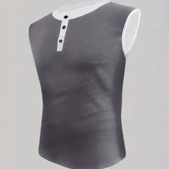 Men's Waffle Tank Top Henley Shirt Vest Top Sleeveless Shirt Sleeveless Henley Summer Plain Fashion Designer Muscle Buttons Outdoor Gym Black White Dark Red Top Tee for Men