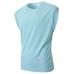 Men's Waffle Tee Tank Top Vest Top Undershirt Sleeveless Crew Neck Summer Plain Fashion Designer Basic Classic Vacation Street Going out Black White Pink Top Tee for Men