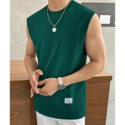 Men's Waffle Tee Tank Top Vest Top Undershirt Sleeveless Crew Neck Summer Plain Fashion Designer Basic Classic Vacation Street Going out Black White Pink Top Tee for Men
