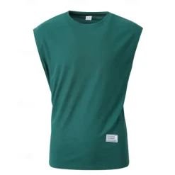 Men's Waffle Tee Tank Top Vest Top Undershirt Sleeveless Crew Neck Summer Plain Fashion Designer Basic Classic Vacation Street Going out Black White Pink Top Tee for Men