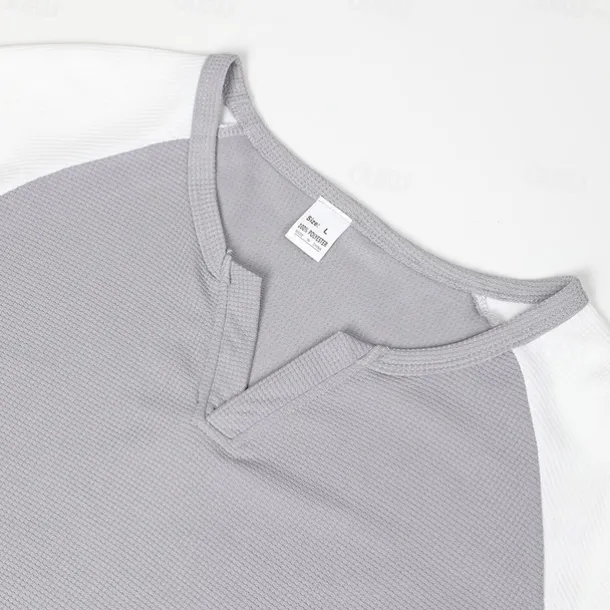 Men's Waffle Tee Waffle Shirt T Shirt Tee Top Long Sleeve V Neck Spring & Fall Color Block Fashion Designer Basic Patchwork Street Sport Casual Daily Black Gray Navy Blue Top Tee for Men