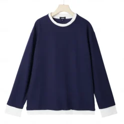 Men's Waffle T-shirt Pullover Sweatshirt Tee Top Long Sleeve Shirt Long Sleeve Crew Neck Spring & Fall Plain Fashion Designer Basic Fashion Fake two piece Vacation Street Going out Dark Brown Army