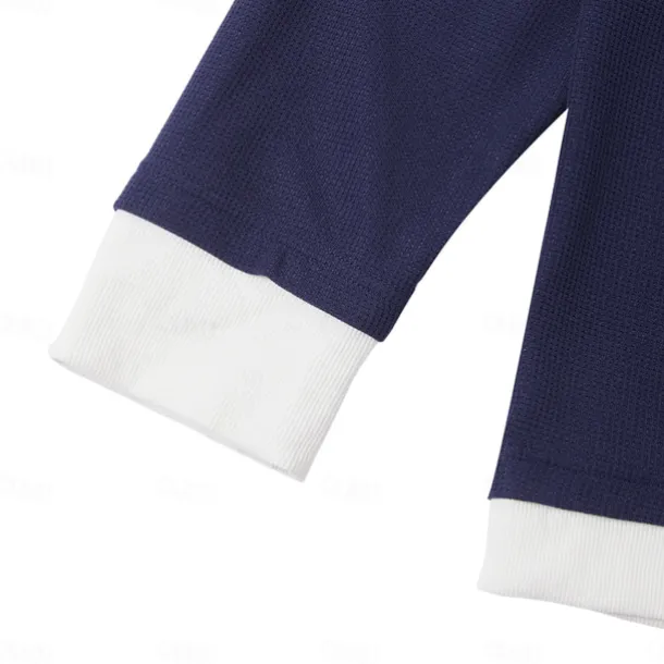 Men's Waffle T-shirt Pullover Sweatshirt Tee Top Long Sleeve Shirt Long Sleeve Crew Neck Spring & Fall Plain Fashion Designer Basic Fashion Fake two piece Vacation Street Going out Dark Brown Army