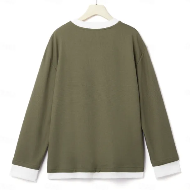 Men's Waffle T-shirt Quarter Zip Tee Tee Top Long Sleeve Shirt Long Sleeve Crewneck Spring & Fall Color Block Fashion Designer Basic Zipper Fake two piece Vacation Street Going out Dark Brown Army