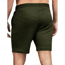 Men's Waffle Waffle Shorts Sweat Shorts Basketball Shorts Pocket Drawstring Elastic Waist Plain Comfort Quick Dry Short Holiday Beach Weekend Fashion Casual ArmyGreen Black Micro-elastic
