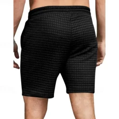 Men's Waffle Waffle Shorts Sweat Shorts Basketball Shorts Pocket Drawstring Elastic Waist Plain Comfort Quick Dry Short Holiday Beach Weekend Fashion Casual ArmyGreen Black Micro-elastic