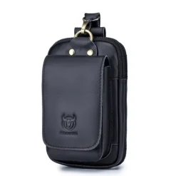 Men's Wallet Coin Purse Mobile Phone Bag Belt Bag Cowhide Shopping Solid Color Black Brown