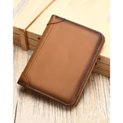 Men's Wallet Credit Card Holder Wallet Leather Cowhide Office Casual Daily Multiple pockets Large Capacity RFID Blocking Solid Color Color rubbing Light Brown Black Brown