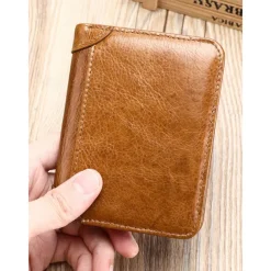 Men's Wallet Credit Card Holder Wallet Leather Cowhide Office Casual Daily Multiple pockets Large Capacity RFID Blocking Solid Color Color rubbing Light Brown Black Brown