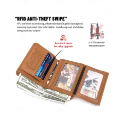 Men's Wallet Credit Card Holder Wallet Leather Cowhide Office Casual Daily Multiple pockets Large Capacity RFID Blocking Solid Color Color rubbing Light Brown Black Brown