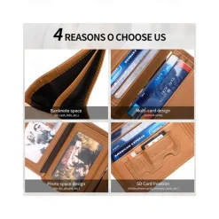 Men's Wallet Credit Card Holder Wallet Leather Cowhide Office Casual Daily Multiple pockets Large Capacity RFID Blocking Solid Color Color rubbing Light Brown Black Brown