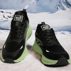 Men's Warm Lined Running Sneakers, Lightweight Cushioned Athletic Shoes with Lace-Up Design for Winter Outdoor Sports and Daily Wear