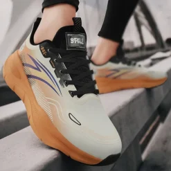 Men's Warm Lined Running Sneakers, Lightweight Cushioned Athletic Shoes with Lace-Up Design for Winter Outdoor Sports and Daily Wear