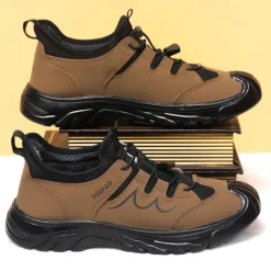 Men's Warm Waterproof Athletic Sneakers with Faux Fur Lining, Non-Slip Sole, and Lace-Up Closure – Ideal for Winter Outdoor Activities