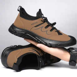 Men's Warm Waterproof Athletic Sneakers with Faux Fur Lining, Non-Slip Sole, and Lace-Up Closure – Ideal for Winter Outdoor Activities