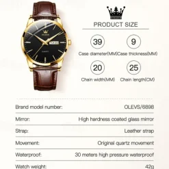 Men's Watches Luminous Calendar Week Display Chronograph Multifunction Quartz Watch Waterproof Sports Men'S Watches