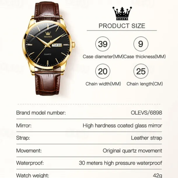 Men's Watches Luminous Calendar Week Display Chronograph Multifunction Quartz Watch Waterproof Sports Men'S Watches