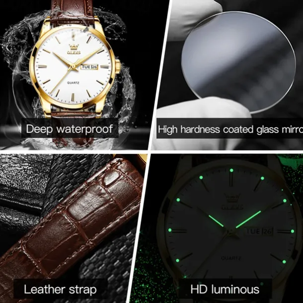 Men's Watches Luminous Calendar Week Display Chronograph Multifunction Quartz Watch Waterproof Sports Men'S Watches