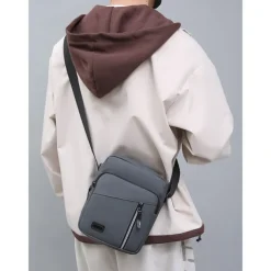 Men's Waterproof Crossbody Messenger Bag with Multiple Zipper Pockets – Durable Outdoor Travel Shoulder Bag in Olive Green