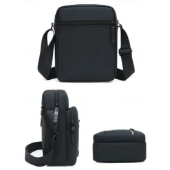 Men's Waterproof Crossbody Messenger Bag with Multiple Zipper Pockets – Durable Outdoor Travel Shoulder Bag in Olive Green