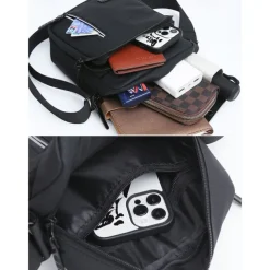 Men's Waterproof Crossbody Messenger Bag with Multiple Zipper Pockets – Durable Outdoor Travel Shoulder Bag in Olive Green