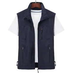 Men's Waterproof Fishing Vest Hiking Vest Sleeveless Outerwear Jacket Zip Top Outdoor Windproof Ultra Light (UL) Quick Dry Autumn / Fall Spring Back Venting Design Chinlon Solid Color Red Army Green