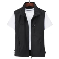 Men's Waterproof Fishing Vest Hiking Vest Sleeveless Outerwear Jacket Zip Top Outdoor Windproof Ultra Light (UL) Quick Dry Autumn / Fall Spring Back Venting Design Chinlon Solid Color Red Army Green