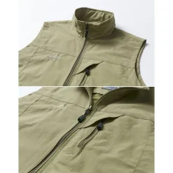 Men's Waterproof Fishing Vest Hiking Vest Sleeveless Outerwear Jacket Zip Top Outdoor Windproof Ultra Light (UL) Quick Dry Autumn / Fall Spring Back Venting Design Chinlon Solid Color Red Army Green