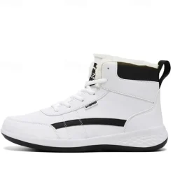 Men's Waterproof High-Top Sneakers with Warm Plush Lining – Stylish Outdoor Athletic Shoes with Yellow Accents and Durable Sole