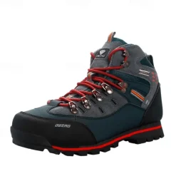 Men's Waterproof Hiking Boots with Red Laces - Durable Outdoor Footwear for Rugged Terrain