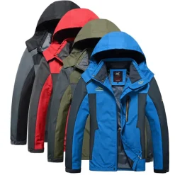 Men's Waterproof Hiking Jacket Hiking Windbreaker Summer Outdoor Solid Color Thermal Warm Windproof Lightweight Breathable Jacket Hoodie Top Camping / Hiking Hunting Ski / Snowboard Black / Red Bule
