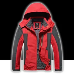 Men's Waterproof Hiking Jacket Hiking Windbreaker Summer Outdoor Solid Color Thermal Warm Windproof Lightweight Breathable Jacket Hoodie Top Camping / Hiking Hunting Ski / Snowboard Black / Red Bule