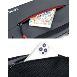 Men's Waterproof Sports Waist Bag - Lightweight Fanny Pack with Multiple Pockets for Travel, Running, and Outdoor Activities