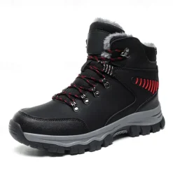 Men's Waterproof Winter Hiking Boots with Fur Lining – Anti-Slip Outdoor Trekking Shoes for Cold Weather