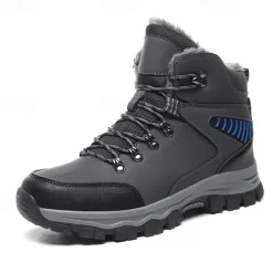 Men's Waterproof Winter Hiking Boots with Fur Lining – Anti-Slip Outdoor Trekking Shoes for Cold Weather