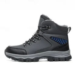 Men's Waterproof Winter Hiking Boots with Fur Lining – Anti-Slip Outdoor Trekking Shoes for Cold Weather