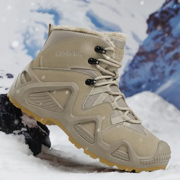 Men's Waterproof Winter Hiking Boots with Fur Lining – Insulated Outdoor Snow Boots for Cold Weather