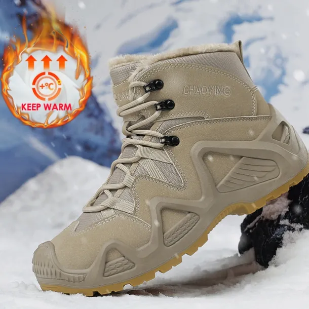 Men's Waterproof Winter Hiking Boots with Fur Lining – Insulated Outdoor Snow Boots for Cold Weather