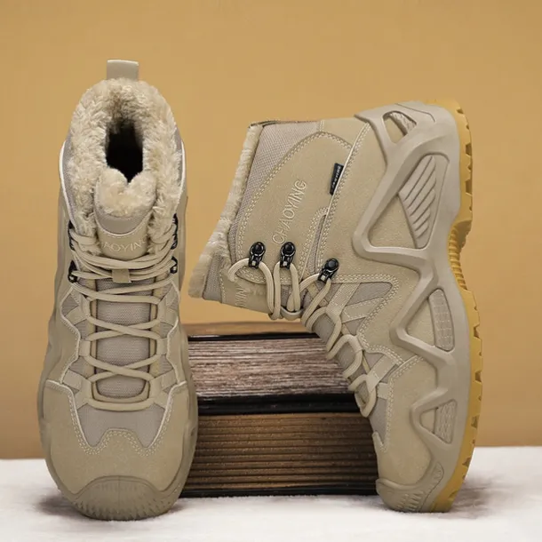 Men's Waterproof Winter Hiking Boots with Fur Lining – Insulated Outdoor Snow Boots for Cold Weather