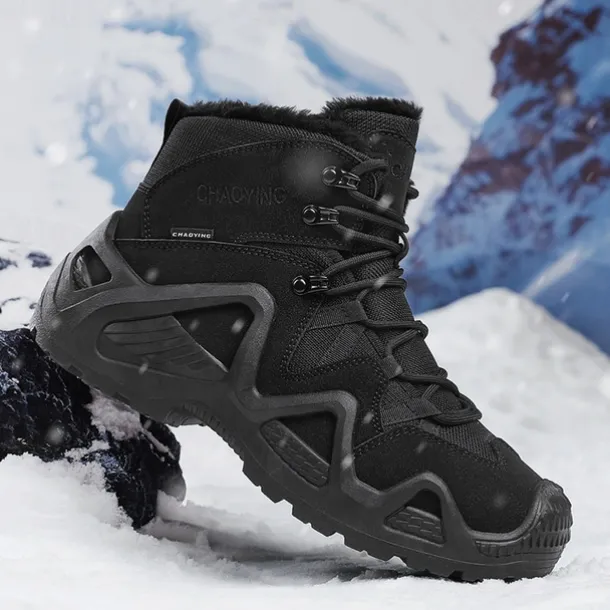 Men's Waterproof Winter Hiking Boots with Fur Lining – Insulated Outdoor Snow Boots for Cold Weather