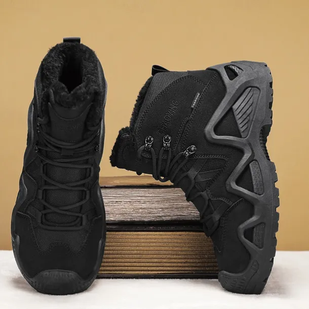 Men's Waterproof Winter Hiking Boots with Fur Lining – Insulated Outdoor Snow Boots for Cold Weather