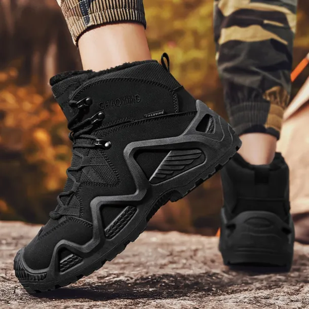 Men's Waterproof Winter Hiking Boots with Fur Lining – Insulated Outdoor Snow Boots for Cold Weather